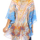 Sakkas Sloane Women's Printed V Neck Loose Fit Casual Circle Top Blouse with Ties