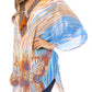 Sakkas Sloane Women's Printed V Neck Loose Fit Casual Circle Top Blouse with Ties