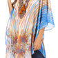 Sakkas Sloane Women's Printed V Neck Loose Fit Casual Circle Top Blouse with Ties