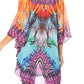 Sakkas Sloane Women's Printed V Neck Loose Fit Casual Circle Top Blouse with Ties