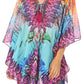 Sakkas Sloane Women's Printed V Neck Loose Fit Casual Circle Top Blouse with Ties