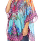 Sakkas Sloane Women's Printed V Neck Loose Fit Casual Circle Top Blouse with Ties
