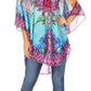 Sakkas Sloane Women's Printed V Neck Loose Fit Casual Circle Top Blouse with Ties
