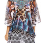 Sakkas Sloane Women's Printed V Neck Loose Fit Casual Circle Top Blouse with Ties