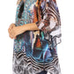 Sakkas Sloane Women's Printed V Neck Loose Fit Casual Circle Top Blouse with Ties