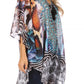 Sakkas Sloane Women's Printed V Neck Loose Fit Casual Circle Top Blouse with Ties