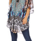 Sakkas Sloane Women's Printed V Neck Loose Fit Casual Circle Top Blouse with Ties
