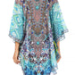 Sakkas Sloane Women's Printed V Neck Loose Fit Casual Circle Top Blouse with Ties