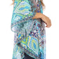 Sakkas Sloane Women's Printed V Neck Loose Fit Casual Circle Top Blouse with Ties