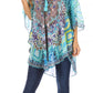 Sakkas Sloane Women's Printed V Neck Loose Fit Casual Circle Top Blouse with Ties