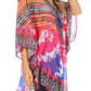 Sakkas Sloane Women's Printed V Neck Loose Fit Casual Circle Top Blouse with Ties