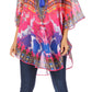Sakkas Sloane Women's Printed V Neck Loose Fit Casual Circle Top Blouse with Ties