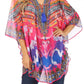 Sakkas Sloane Women's Printed V Neck Loose Fit Casual Circle Top Blouse with Ties