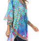 Sakkas Sloane Women's Printed V Neck Loose Fit Casual Circle Top Blouse with Ties
