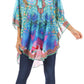 Sakkas Sloane Women's Printed V Neck Loose Fit Casual Circle Top Blouse with Ties