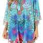 Sakkas Sloane Women's Printed V Neck Loose Fit Casual Circle Top Blouse with Ties