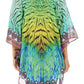Sakkas Sloane Women's Printed V Neck Loose Fit Casual Circle Top Blouse with Ties