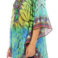 Sakkas Sloane Women's Printed V Neck Loose Fit Casual Circle Top Blouse with Ties