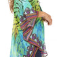 Sakkas Sloane Women's Printed V Neck Loose Fit Casual Circle Top Blouse with Ties