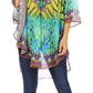 Sakkas Sloane Women's Printed V Neck Loose Fit Casual Circle Top Blouse with Ties