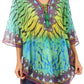 Sakkas Sloane Women's Printed V Neck Loose Fit Casual Circle Top Blouse with Ties