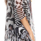 Sakkas Sloane Women's Printed V Neck Loose Fit Casual Circle Top Blouse with Ties