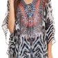 Sakkas Sloane Women's Printed V Neck Loose Fit Casual Circle Top Blouse with Ties