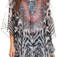 Sakkas Sloane Women's Printed V Neck Loose Fit Casual Circle Top Blouse with Ties