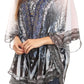 Sakkas Sloane Women's Printed V Neck Loose Fit Casual Circle Top Blouse with Ties