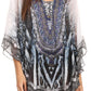 Sakkas Sloane Women's Printed V Neck Loose Fit Casual Circle Top Blouse with Ties