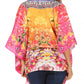 Sakkas Danis Women's Oversized Casual Pullover V-neck Short Sleeve Boho Top Blouse