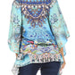 Sakkas Danis Women's Oversized Casual Pullover V-neck Short Sleeve Boho Top Blouse