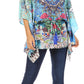 Sakkas Danis Women's Oversized Casual Pullover V-neck Short Sleeve Boho Top Blouse