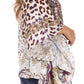 Sakkas Danis Women's Oversized Casual Pullover V-neck Short Sleeve Boho Top Blouse