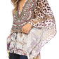 Sakkas Danis Women's Oversized Casual Pullover V-neck Short Sleeve Boho Top Blouse