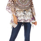 Sakkas Danis Women's Oversized Casual Pullover V-neck Short Sleeve Boho Top Blouse