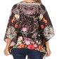 Sakkas Danis Women's Oversized Casual Pullover V-neck Short Sleeve Boho Top Blouse