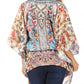 Sakkas Danis Women's Oversized Casual Pullover V-neck Short Sleeve Boho Top Blouse