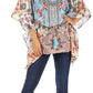 Sakkas Danis Women's Oversized Casual Pullover V-neck Short Sleeve Boho Top Blouse