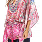 Sakkas Danis Women's Oversized Casual Pullover V-neck Short Sleeve Boho Top Blouse