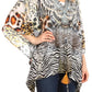 Sakkas Danis Women's Oversized Casual Pullover V-neck Short Sleeve Boho Top Blouse