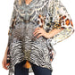 Sakkas Danis Women's Oversized Casual Pullover V-neck Short Sleeve Boho Top Blouse