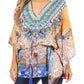 Sakkas Danis Women's Oversized Casual Pullover V-neck Short Sleeve Boho Top Blouse