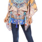 Sakkas Danis Women's Oversized Casual Pullover V-neck Short Sleeve Boho Top Blouse