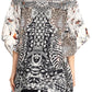 Sakkas Danis Women's Oversized Casual Pullover V-neck Short Sleeve Boho Top Blouse