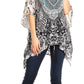 Sakkas Danis Women's Oversized Casual Pullover V-neck Short Sleeve Boho Top Blouse
