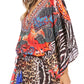 Sakkas Danis Women's Oversized Casual Pullover V-neck Short Sleeve Boho Top Blouse