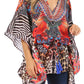 Sakkas Danis Women's Oversized Casual Pullover V-neck Short Sleeve Boho Top Blouse