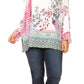 Sakkas Linea Women's Casual Floral Print Long Sleeve Swing Boho Pullover Tunic Top
