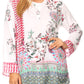 Sakkas Linea Women's Casual Floral Print Long Sleeve Swing Boho Pullover Tunic Top